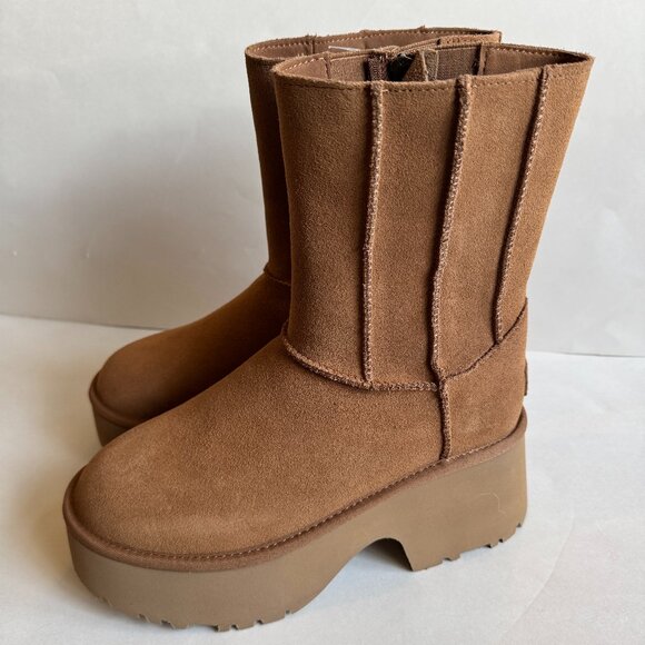 NEW Women's UGG Australia Classic Twin Seam New Heights Boots Chestnut Sz 8 - Picture 1 of 7